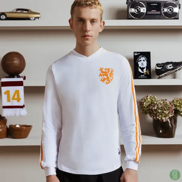 Nederland WK 1974 Cruijff retro voetbalshirt ls wit